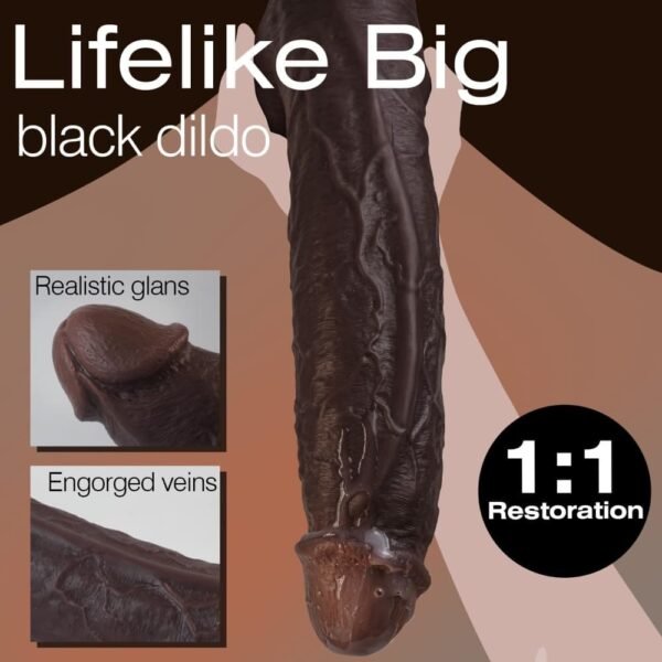 Lifelike Black Dildo 11 Inch - Image 3